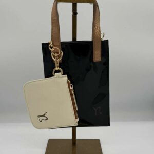 Mini leather tote with document wallet